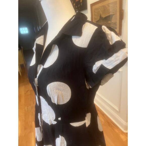 ROBBIE BEE PINUP MIDI BUTTON UP  POLKA DOT DRESS WOMENS SIZE 8 - Picture 5 of 7
